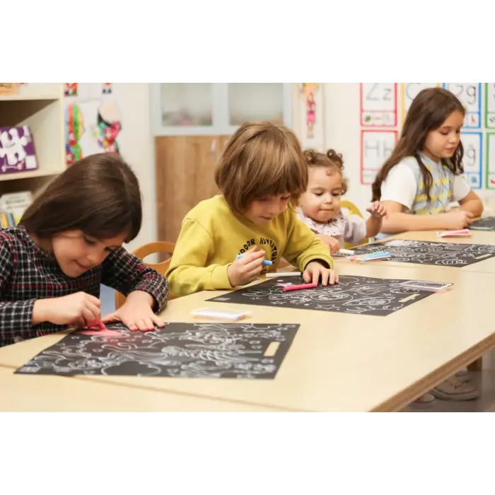 Akademi Çocuk Funny Mat Black (Tebeşirli) Dinazorlar