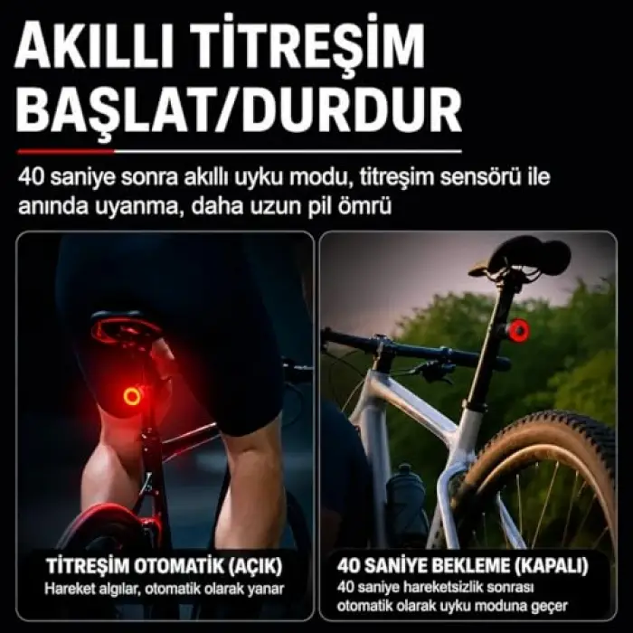 Akıllı Fren Sensörlü Bisiklet Arka Lambası