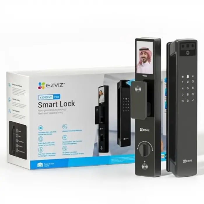 Akıllı Kilit Y3000FVP PLUS, 8i 1 Arada Akıllı Kapı Kilidi, Palm Vein ve 3D Yüz Tanıma Kapı Kilidi, Dahili Wifi+8GB depolama, Gece Görüşü, Aktif İnterkom ve Çocuk Güvenliği (6068 Gömme Yerleşim)