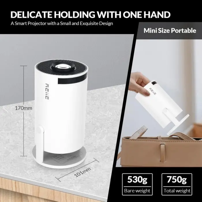 Akıllı Mini Taşınabilir Projektör, 4K 1080P, Android 11, WiFi 6 BT5.0,180° Döndürülebilir, Android/iPhone/PC/Mac Uyumlu