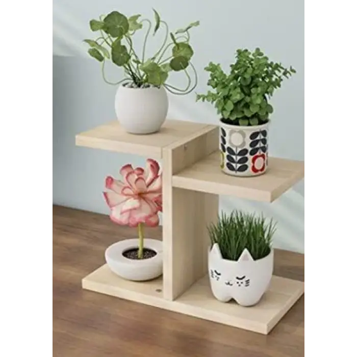 Aksöz Tasarım Mini Saksılık 2 Ahşap Saksı Standı