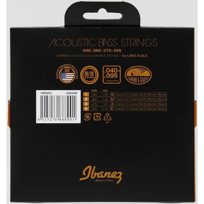 Akustik Bas için 4 String Tel Seti .040/.060/.075/.095 80/20 Bronz (IABS4XC)