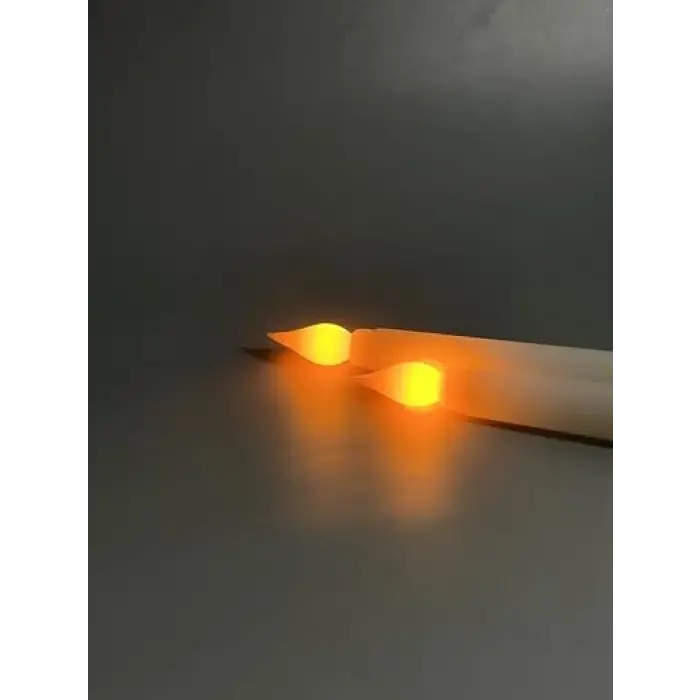 Alevsiz Led Şamdan Mum Pilli - 2 Adet (Pil Hediyelİ) (Beyaz)
