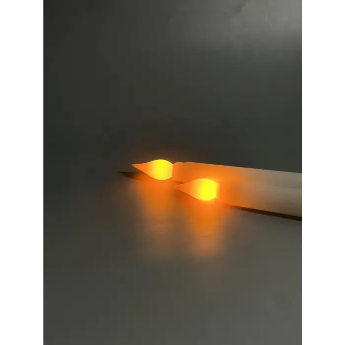 Alevsiz Led Şamdan Mum Pilli - 2 Adet (Pil Hediyelİ) (Beyaz)