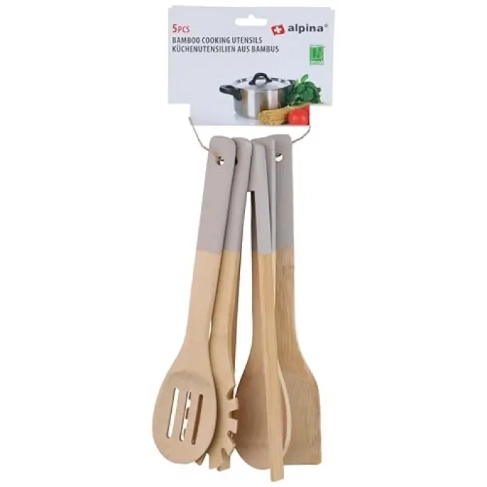 ALP108 Bambu Mutfak Gereçleri Seti 5 Parça 30 cm