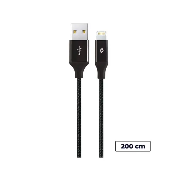 Alumicable XL Lightning Şarj ve Data Kablosu, Siyah, 2 m