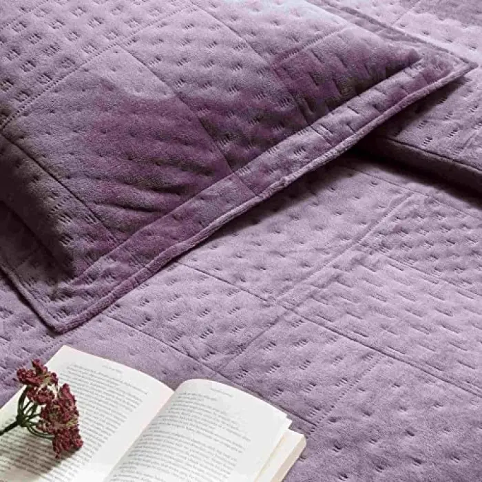 Alvin Düz%100 Polyester Yatak Örtüsü Seti, Mürdüm, Tek Kişilik