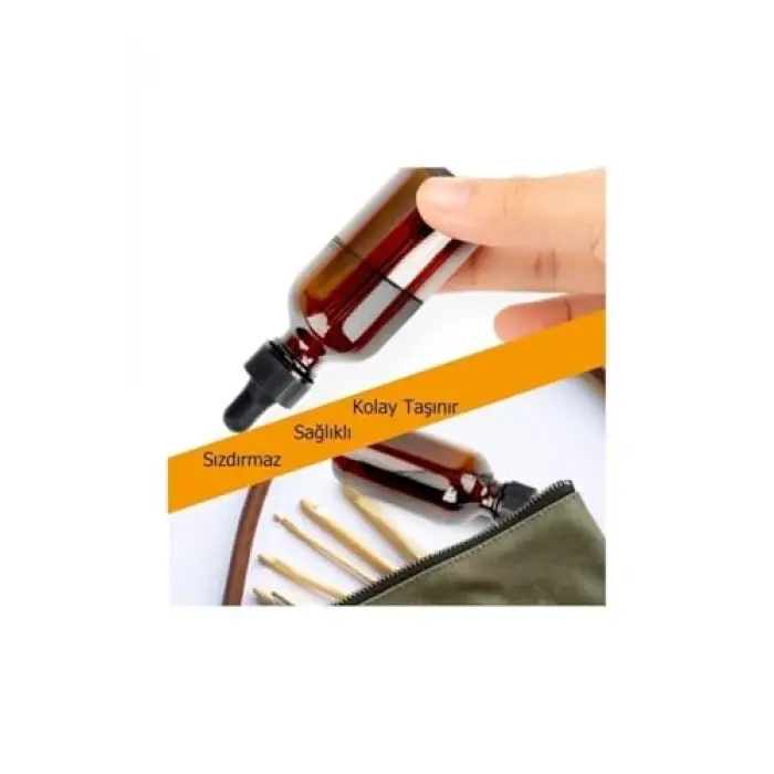 Amber Cam Şişe 100 Ml, Cam Damlalıklı