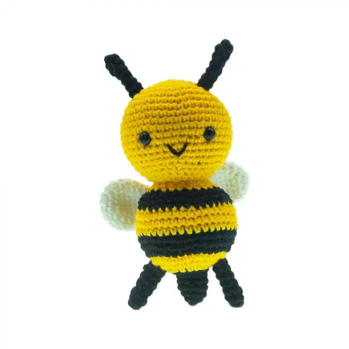 Amigurumi arı figürü, 13 cm, pamuk ip örgü