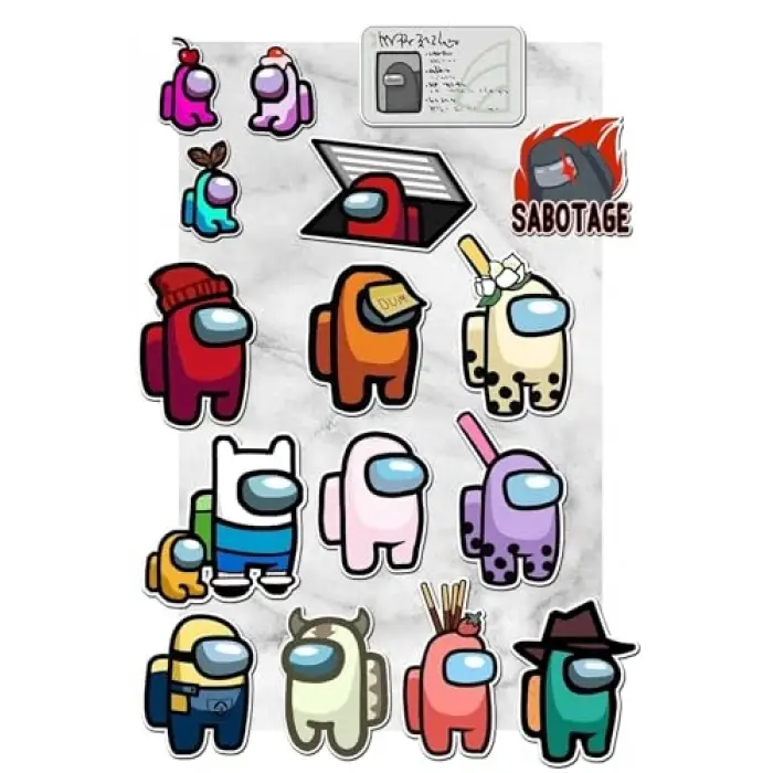 Among Us Temalı Defter Ajanda Planner Bullet Journal Laptop Notebook Tablet Sticker Seti 16 Adet