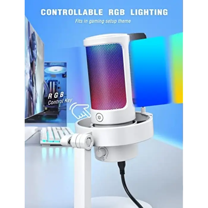 AmpliGame A8 Beyaz USB Oyuncu Mikrofonu