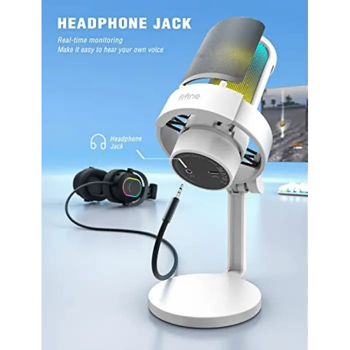 AmpliGame A8 Beyaz USB Oyuncu Mikrofonu