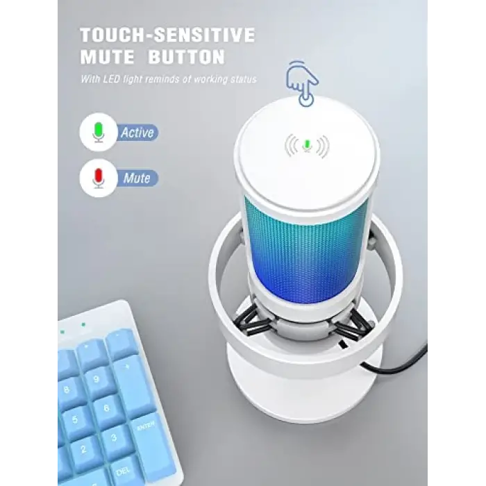 AmpliGame A8 Beyaz USB Oyuncu Mikrofonu