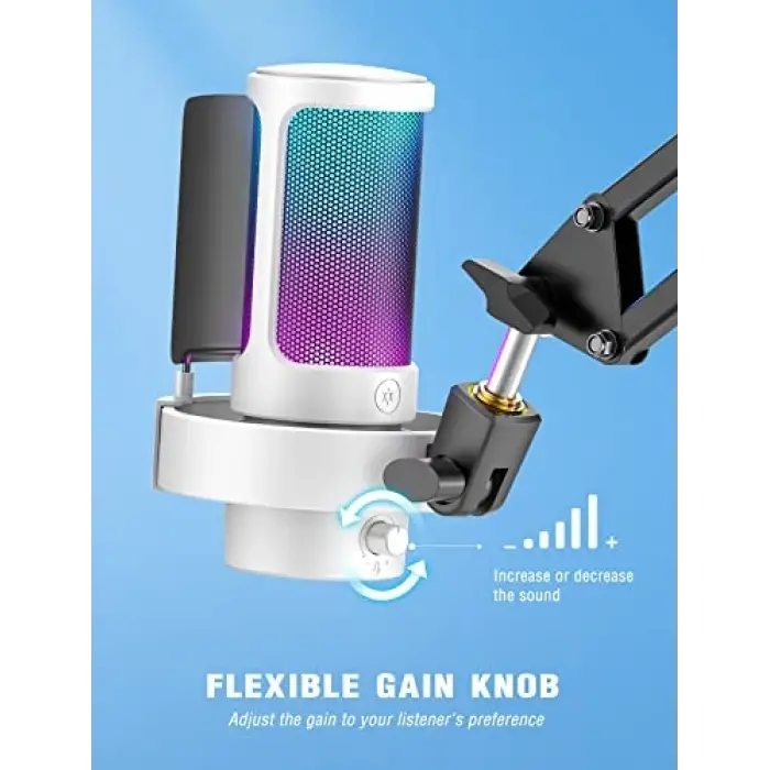 AmpliGame A8 Beyaz USB Oyuncu Mikrofonu