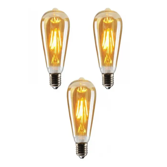 Ampul, 4W Dim Rustik Led Sarı Işık Armut Edison Ampul 3 Adet