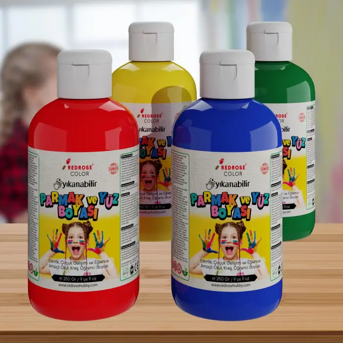 Ana Renkler Parmak Boyası 4lü Set 4x250 gr
