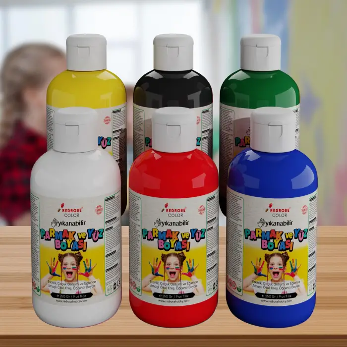 Ana Renkler Parmak Boyası Set, 6x250 g, 6lı