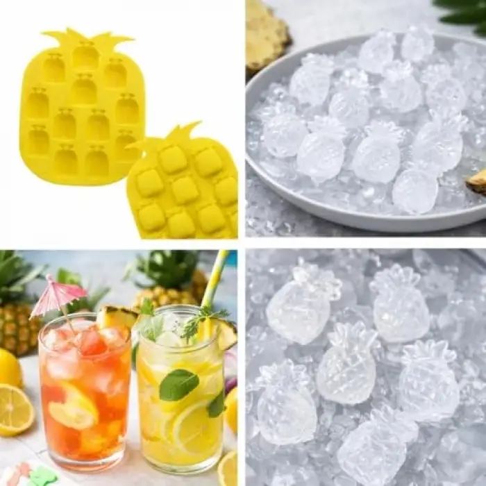 Ananas Şekilli Silikon Buz Kalıbı, Sarı, 12 Bölmeli