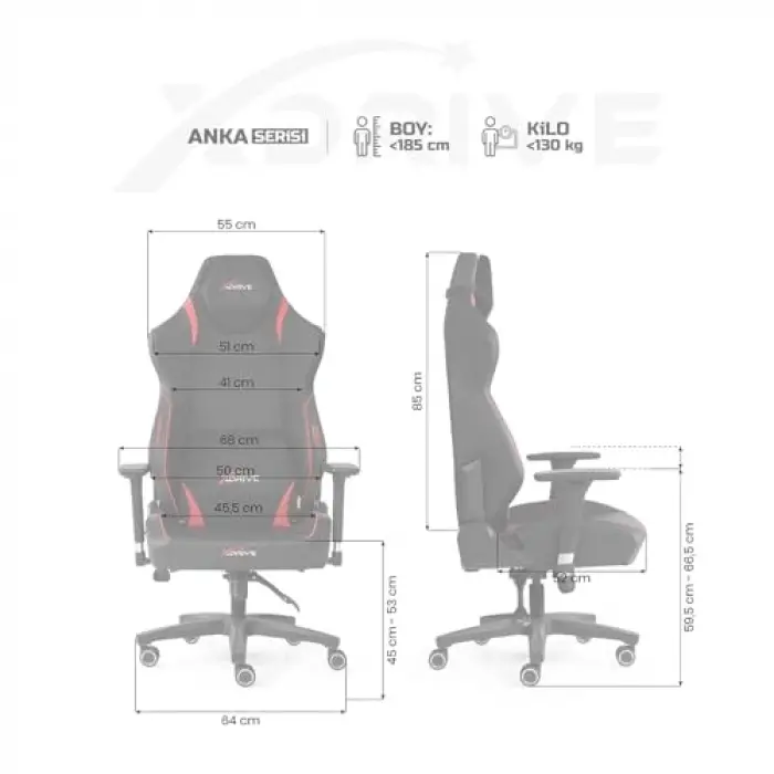 Anka Profesyonel Oyuncu Koltuğu Kırmızı/Siyah