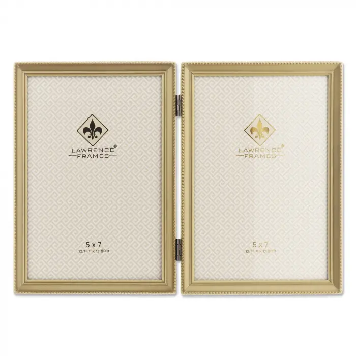 Antique Brass 5 x 7 Hinged Double Picture frame – Boncuk BORDER tasarım