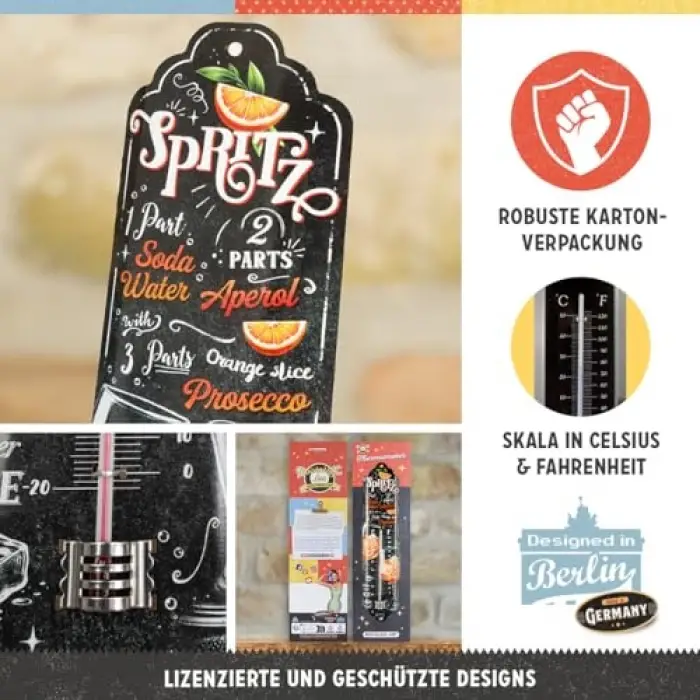 Aperol Spritz Retro Analog Termometre 6,5 x 28 cm
