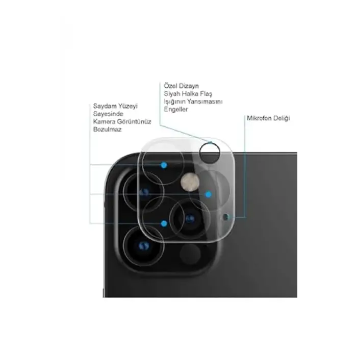 Apple iPhone 16 Pro Max Şeffaf Kamera Lens Koruma Camı