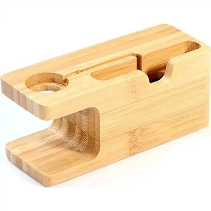 Apple Watch ve iPhone için Bambu Masaüstü Dock Şarj Standı Bambu Desen