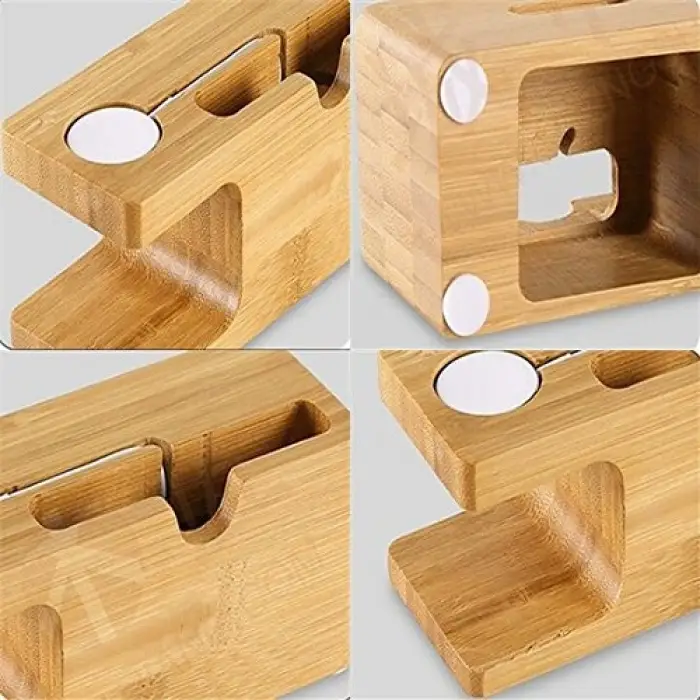 Apple Watch ve iPhone için Bambu Masaüstü Dock Şarj Standı Bambu Desen