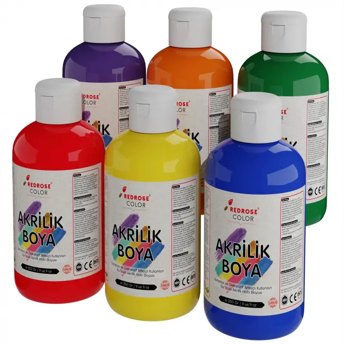 Ara Renkler Akrilik Boya 6lı Set 6x250 gr