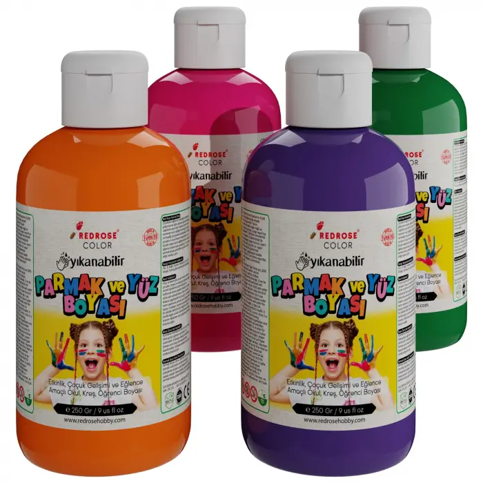 Ara Renkler Parmak Boyası 4lü Set 4x250 gr