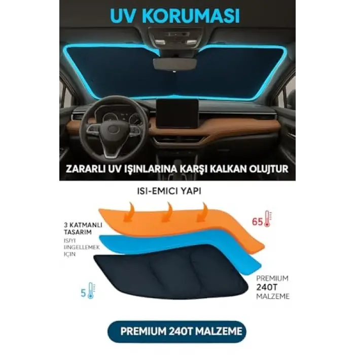 Araba Ön Cam Güneşliği, 143-70 cm