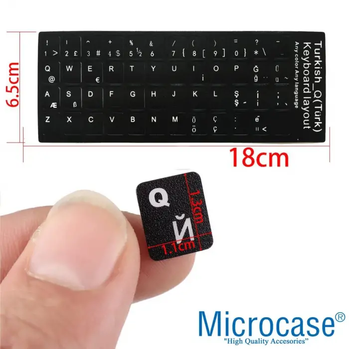 Arapça Q Klavye Etiketi Laptop Macbook PC Sticker, Siyah AL3037