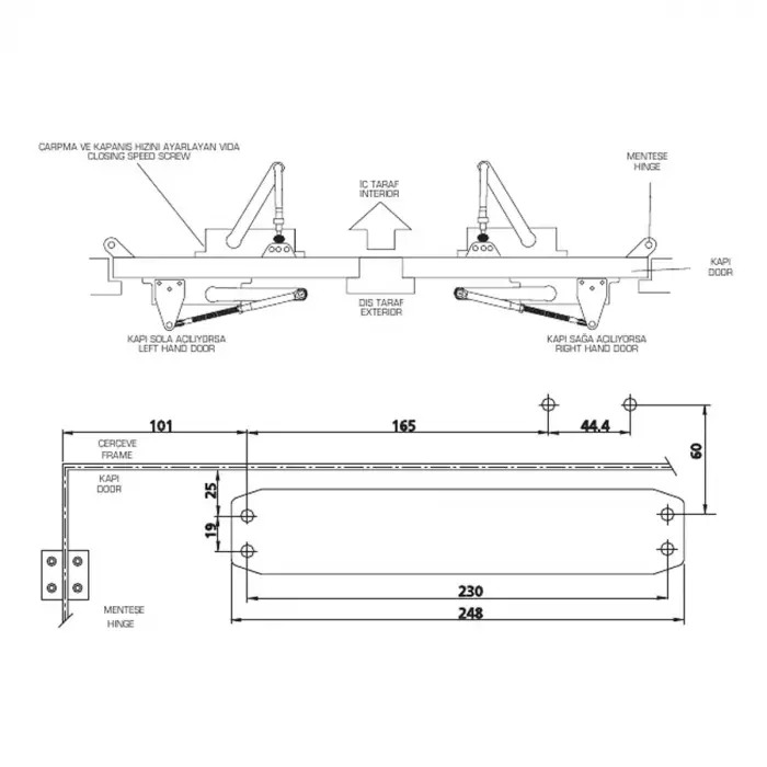 Arco 2-5 Numara Güç Ayarlı Kapı Hidroliği KD002/50-400-0
