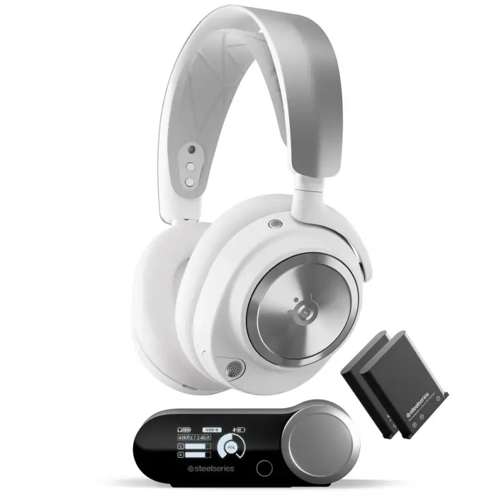 Arctis Nova Pro Wireless Multi-Platform Gaming Kulaklık, Birinci Sınıf Hi-Fi Ses Sürücüleri, Aktif Gürültü Giderme, Clearcast Gen2 Mikrofon, PC, PS5, PS4, Switch, Mobil, Kablosuz