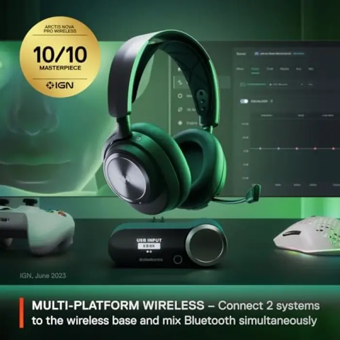 Arctis Nova Pro X Wireless Xbox Multi-Platform Gaming Kulaklık - Hi-Fi Ses Sürücüleri - Aktif Gürültü Giderme - Gen2 Clearcast Mikrofon - Xbox, PC, PS5, PS4, Switch, Mobil