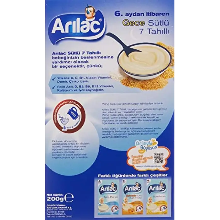 Arılac Instant Ek Gıda 7 Tahıllı Gece 200 G