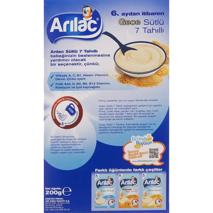 Arılac Instant Ek Gıda 7 Tahıllı Gece 200 G