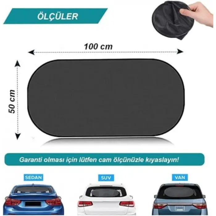 Arka Cam için Vantuzlu Güneşlik Perde 100x50 cm