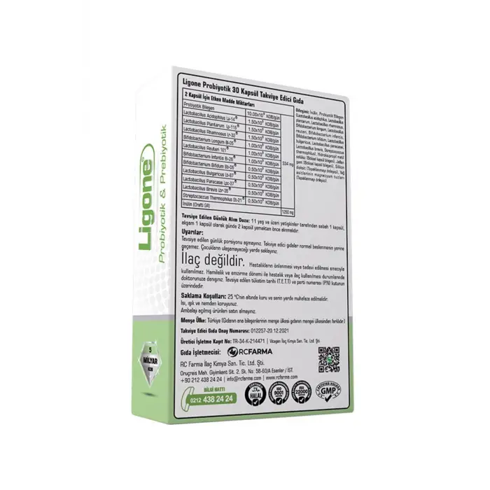 Aromasız Probiyotik, 30 Kapsül, Renkli