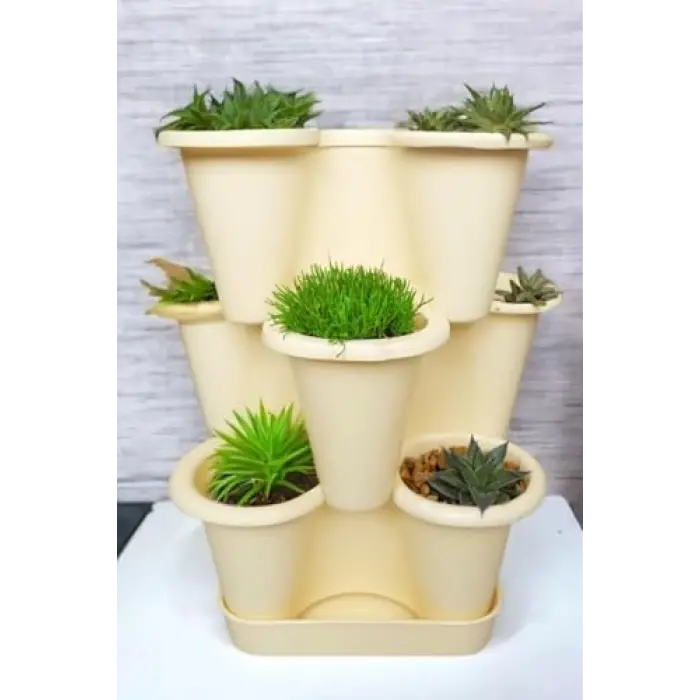 Arsimo Katlı Şanslı Yonca Tasarımlı 3 26.5 x 26.5 cm Krem Saksı