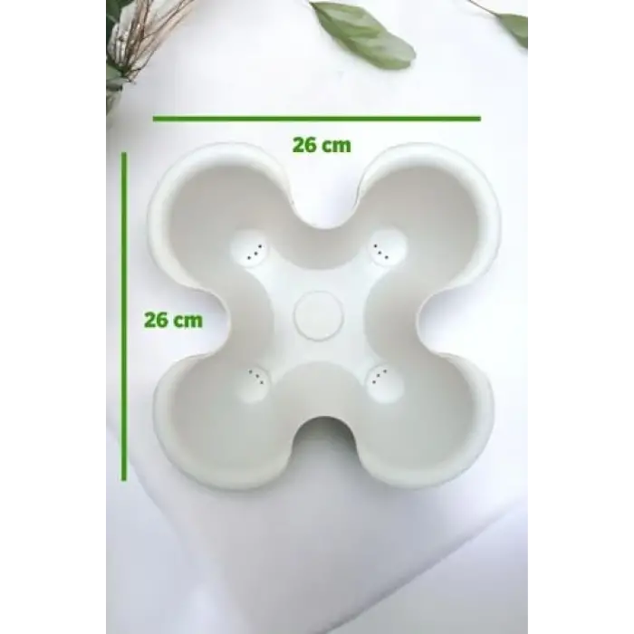 Arsimo Katlı Şanslı Yonca Tasarımlı 3 26.5 x 26.5 cm Krem Saksı