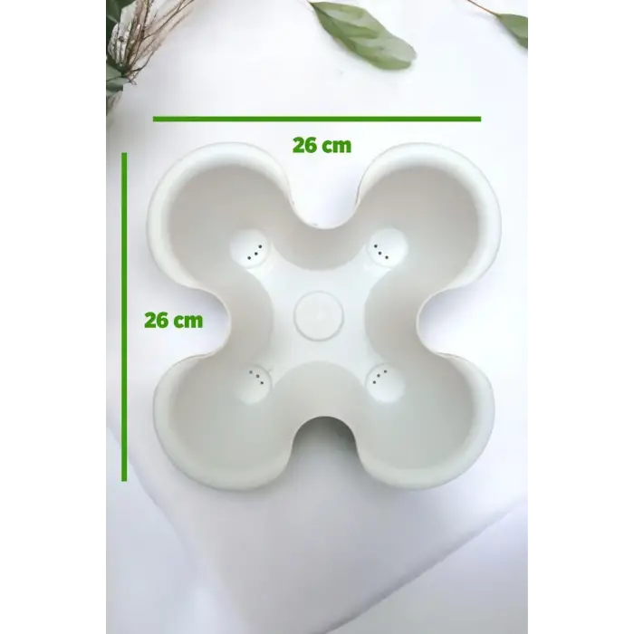 Arsimo Katlı Şanslı Yonca Tasarımlı 3 26.5 x 26.5 cm Krem Saksı