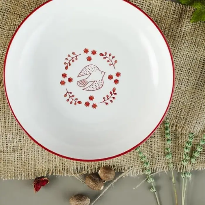 Aryıldız Red Bird Yemek Tabağı Renkli Porselen 20 cm