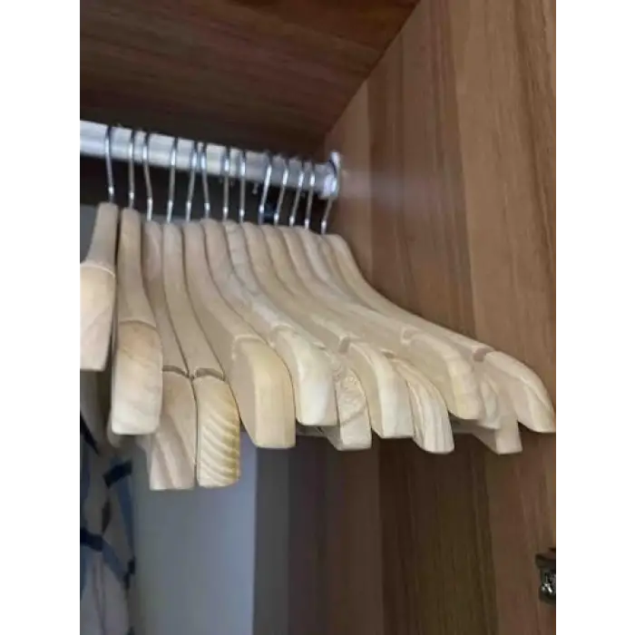 Askıcı Lüks Cilalı Ahşap Askı 12 Adet