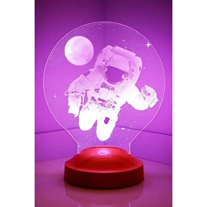 Astronot Tasarımlı 3D Görünümlü LED Lamba
