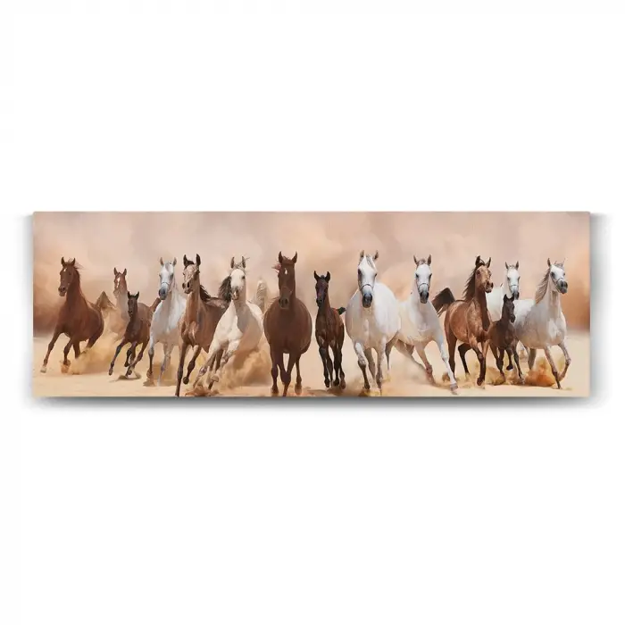 At Sürüsü Panorama Duvar Dekoru, 90x30 cm Tablo