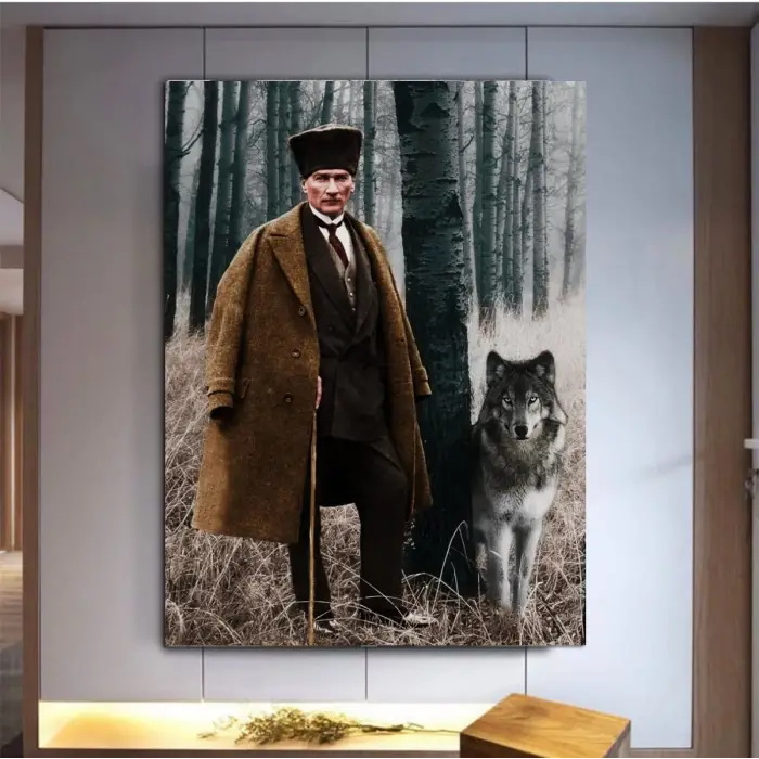 Atatürk Ve Kurt Kanvas Tablo 70x100