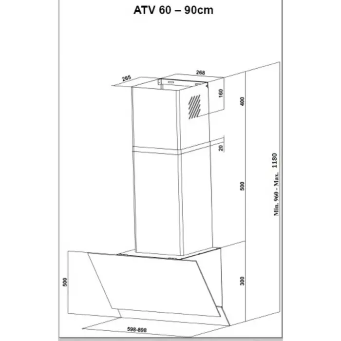 Atv 60 Siyah Duvar Tipi Davlumbaz