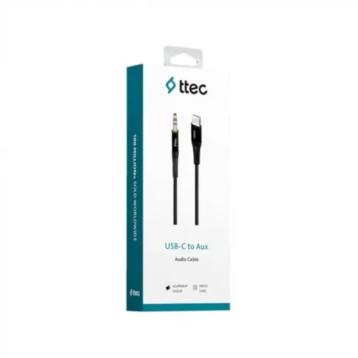 Aux - USB-C Ses Kablosu 100 cm Siyah