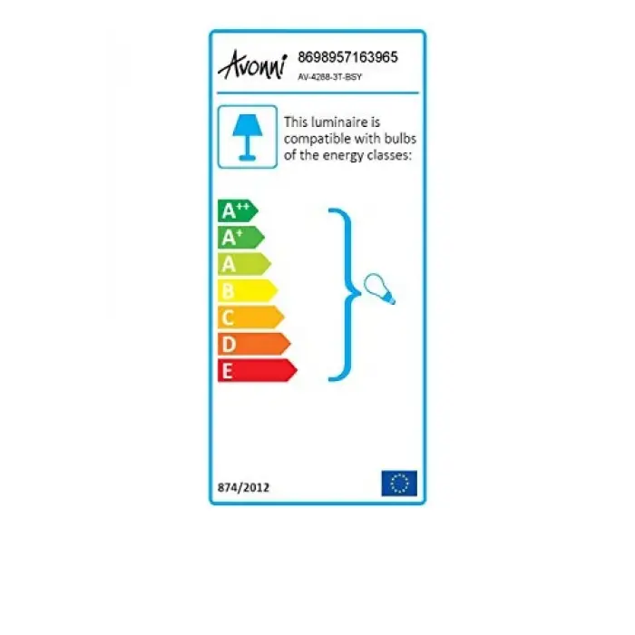 AV-60193-3T-Bsy Siyah Boyalı Modern Avize; E27, Metal, Cam, 40 cm